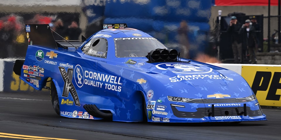 Robert Hight drove his John Force Racing Camaro SS to his 64th career victory at the track near Reading, Pennsylvania.