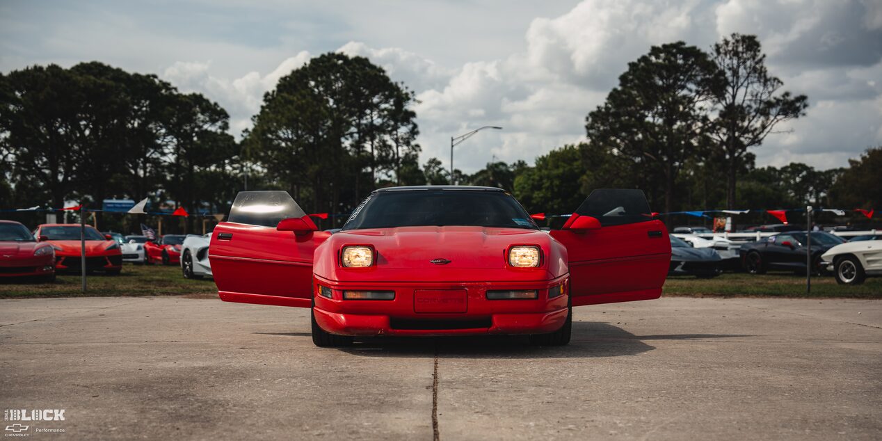 Front View of Mitch Dixon’s 1996 Greenwood Corvette Powered With Open Doors