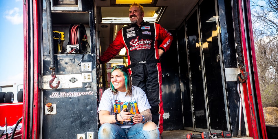 Hejna with his daughter and crew chief, Madee.