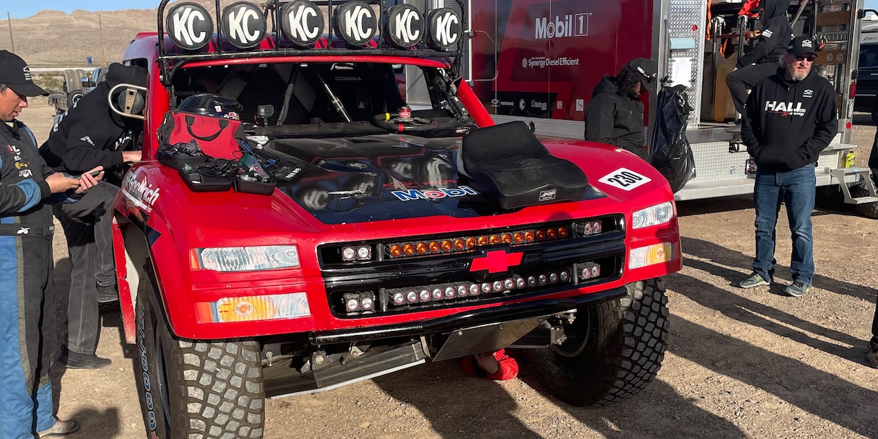 A 525-horsepower LS3 engine is under the hood of Hall Racing’s Unlimited truck.