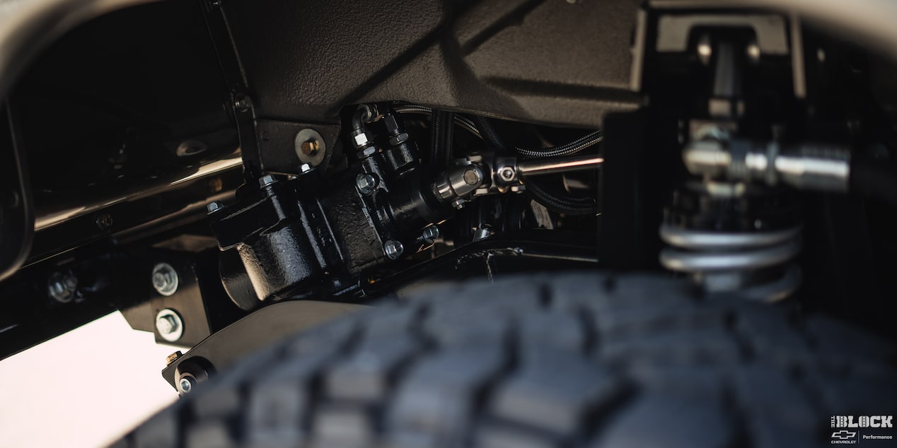 Mechanical Parts Underneath the 1958 Chevy Apache Pickup Truck Next to the Tire
