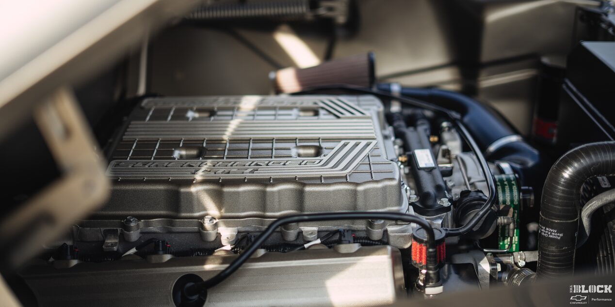 A look at the supercharged LT4 crate engine* under the hood.