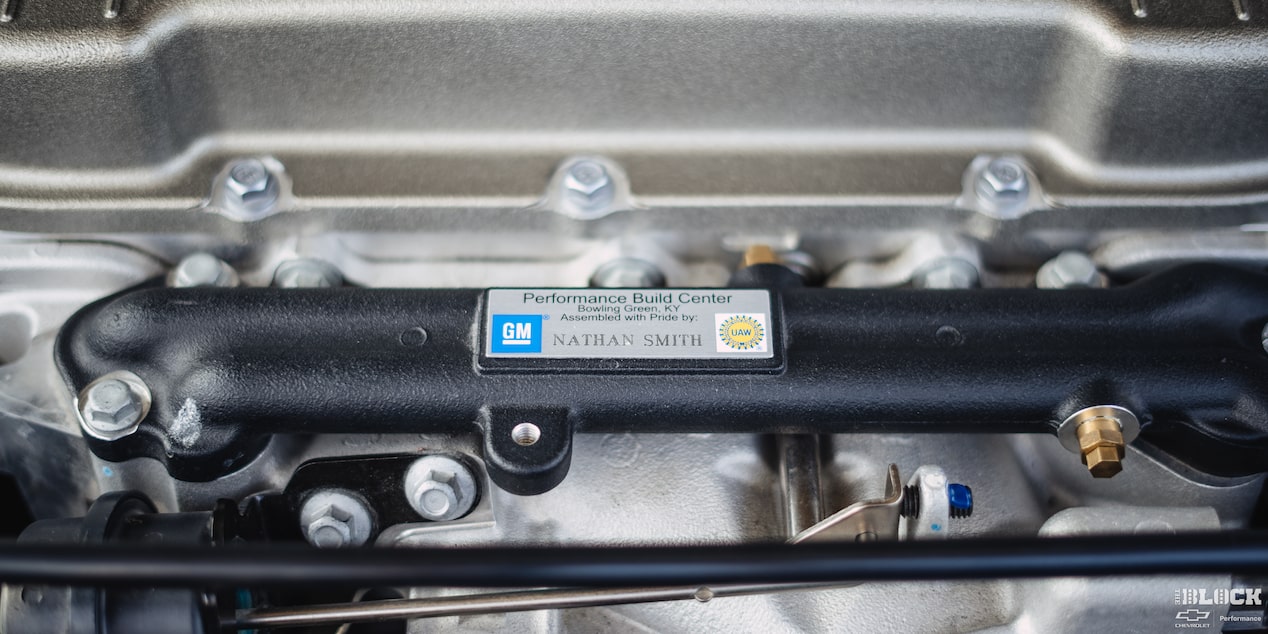 Close-up of the Nameplate for the GM Engine in a 1958 Chevy Apache Pickup Truck