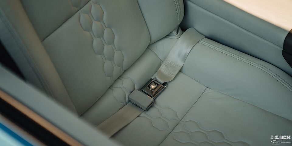 Close-up of the Seatbelt on a Seat Inside a 1968 Chevy Camaro