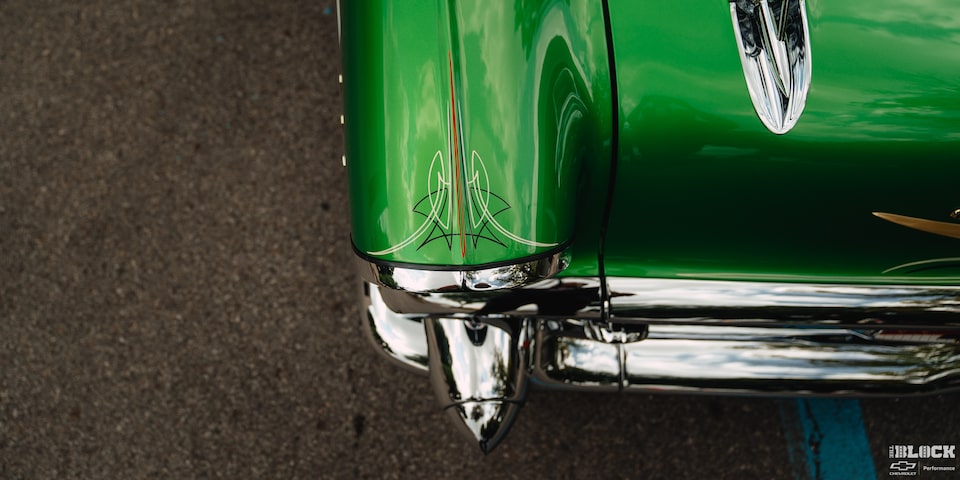 Overhead View of the Right Side of a Synergy Green 1957 Chevrolet Sedan Delivery