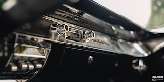 Interior View of the Dashboard of a Synergy Green 1957 Chevrolet Sedan Delivery