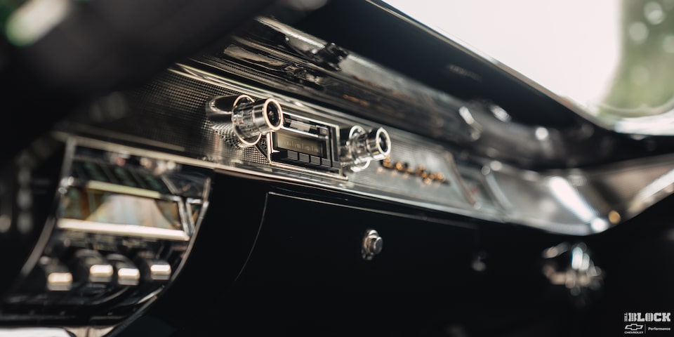 Interior View of the Dashboard of a Synergy Green 1957 Chevrolet Sedan Delivery