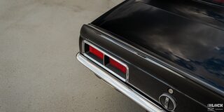 Overhead Shot of the Taillight of a Black 1968 Chevy Camaro