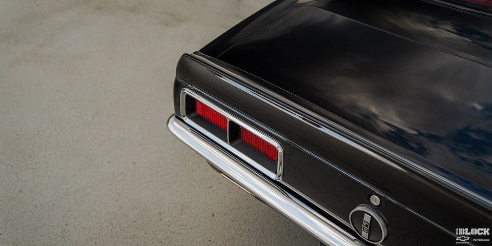 Overhead Shot of the Taillight of a Black 1968 Chevy Camaro
