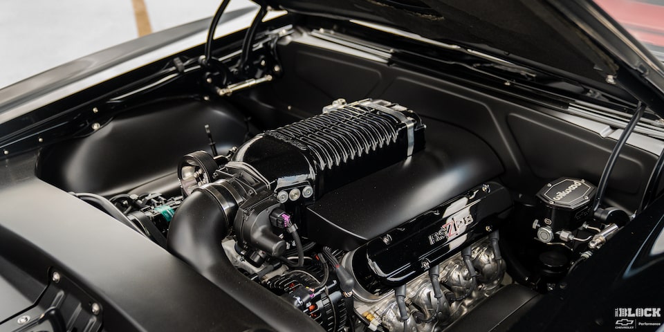 The LS376/480 crate engine* is topped with a Whipple supercharger.