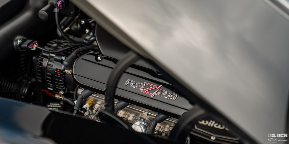 Side Edge View from the Hood of the Engine of a 1968 Chevy Camaro