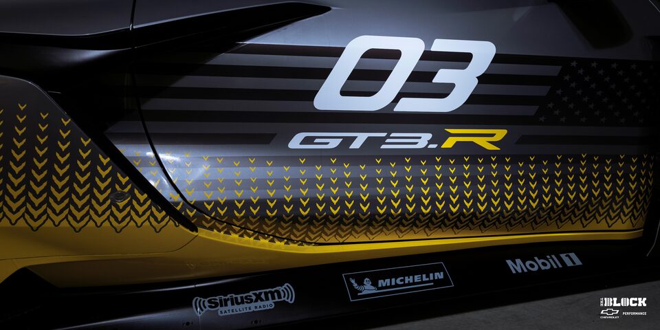 Close-up View of a Chevrolet Corvette Z06 GT3.R Logo on a Vehicle
