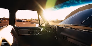 Interior View of the Driver's Seat in Rodney Harris' Chevrolet 1979 C10 Crew Cab Truck