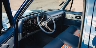 View of the Driver's Seat and Steering Wheel in Rodney Harris' Chevrolet 1979 C10 Crew Cab Truck