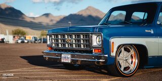 Close-up View of the Grille on Rodney Harris' Chevrolet 1979 C10 Crew Cab Truck