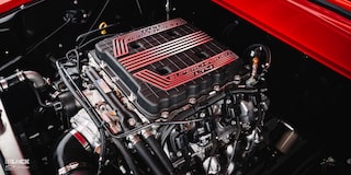 Side Three-Quarters View of the Engine Bay in David Kinnison's 1957 Chevrolet 3100 Truck