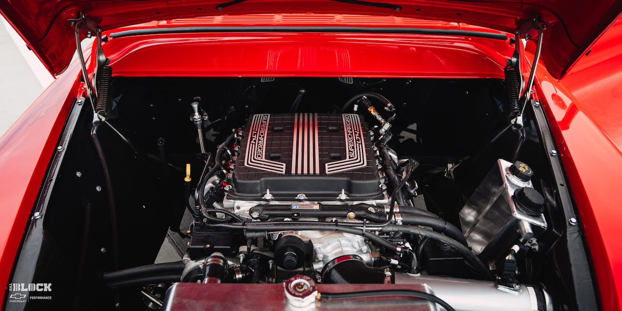 View of the Engine Bay in David Kinnison's 1957 Chevrolet 3100 Truck