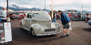 Front Three-Quarters View of the Goodguys Chevrolet Performance Builder of the Year GM Retro Iron Winner 1941 Willys Coupe