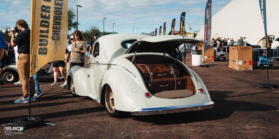 Rear Three-Quarters View of the Goodguys Chevrolet Performance Builder of the Year GM Retro Iron Winner 1941 Willys Coupe