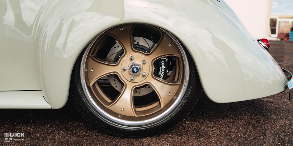 Close-up View of the Wheel on the Goodguys Chevrolet Performance Builder of the Year GM Retro Iron Winner 1941 Willys Coupe