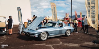Wide Front Three-Quarters View of the Goodguys Chevrolet Performance Builder of the Year GM Iron Winner 1963 Chevy Corvette