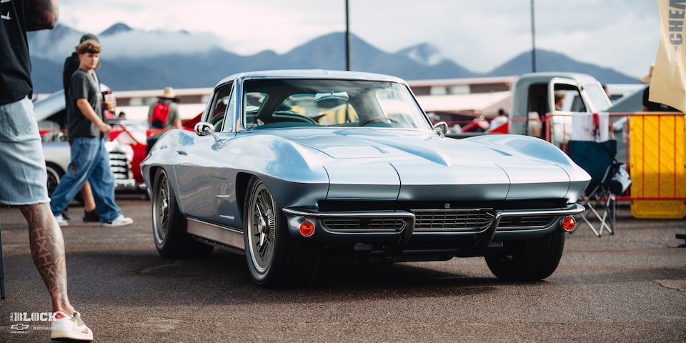 Close-up Front View of the Goodguys Chevrolet Performance Builder of the Year GM Iron Winner 1963 Chevy Corvette