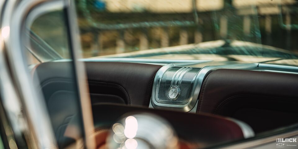 View from outside the Window of the Rear Seats of a 1959 Chevy Impala