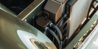 Close-up of an Oil Catch Can under the Front Hood of the 1955 Chevrolet