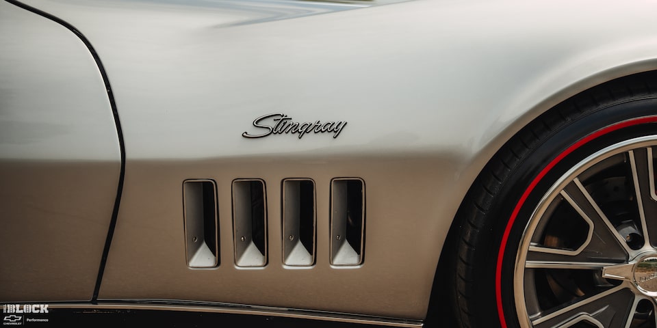 Close-up Side View of a Chevy Corvette 1969 Focusing on the Title "Stingray"