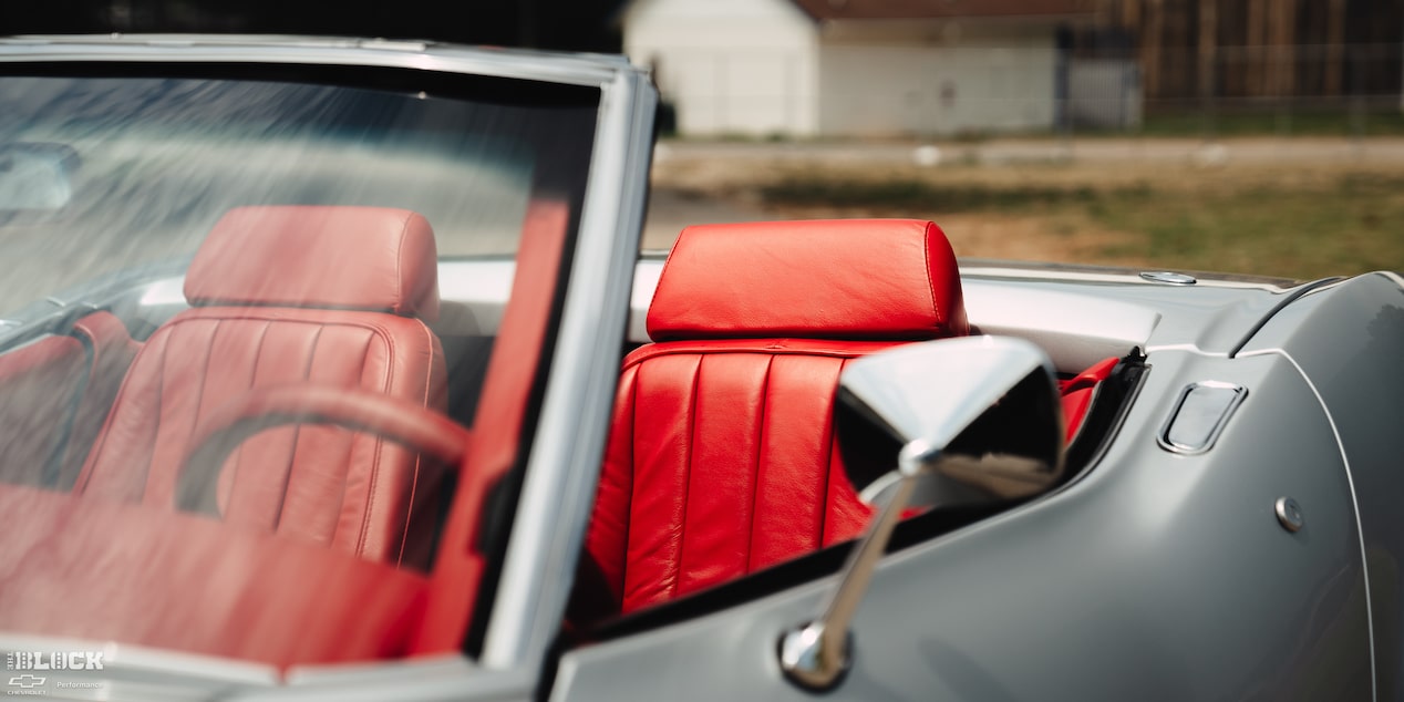 Front View of the Bright Red Upholstery in the Seats of Don Milligan's 1969 Corvette Stingray