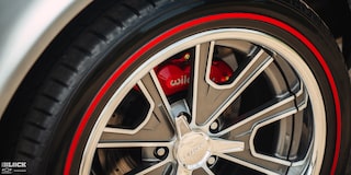 Close-up of a Tire with a Red Finish on Don Milligan’s Silver 1969 Corvette C3 Stingray