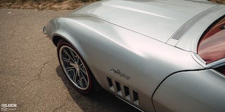 Overhead View of the Front Left of Don Milligan's 1969 Corvette Stingray with an Ornament Reading "Stringray"