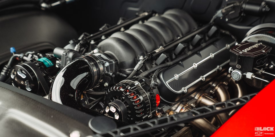 Close-up View of the Engine of a 1968 Chevy Camaro
