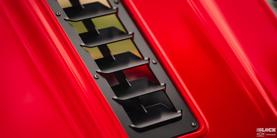 Close-up of a Hood Ventilation Piece on a 1968 Chevy Camaro