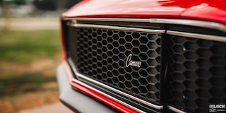 Close-up of the Front Grill of a 1968 Chevy Camaro from the Side