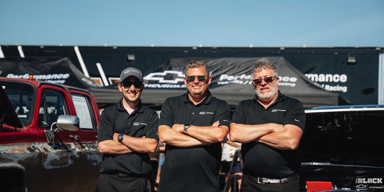 From left: Jeff Walker, Jeff Trush and Bill Graham were among the General Motors staff responsible for the Chevrolet Performance crate-engine* powered builds on this year’s Power Tour.