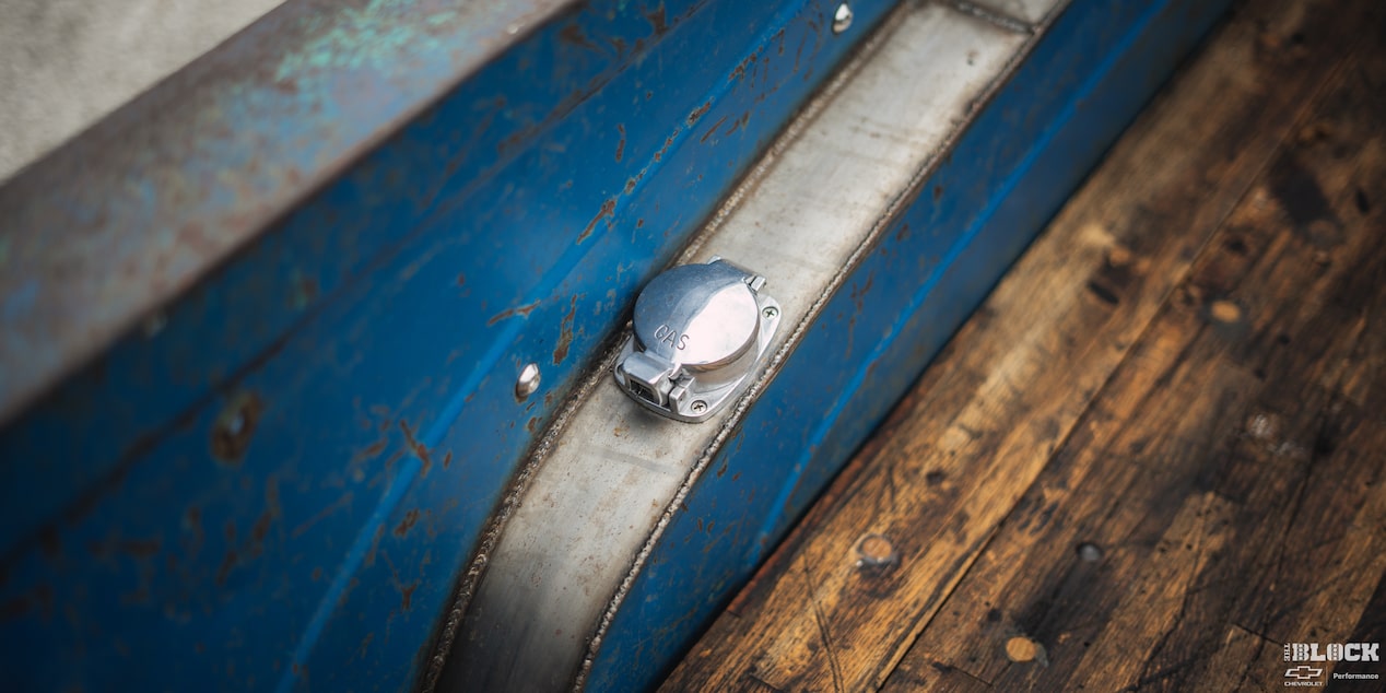 Close-up of the Gas Lid of a Vintage Chevy Pickup Truck