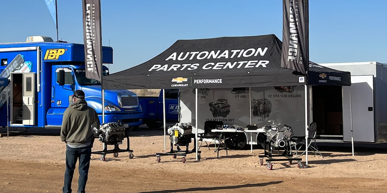 View of the Autonation Parts Center Tent at the Parker 400 in Parker, Arizona.