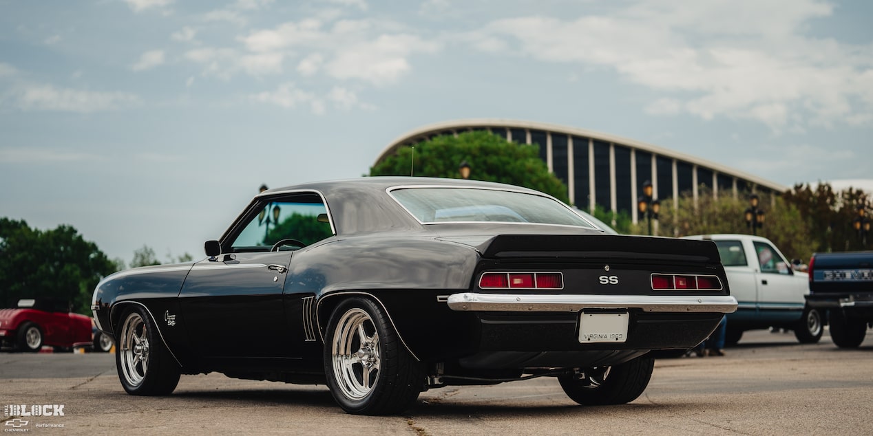 Rear Left Three Quarters View of Becky and Derek Luck's Vintage 1969 Chevrolet Camaro SS