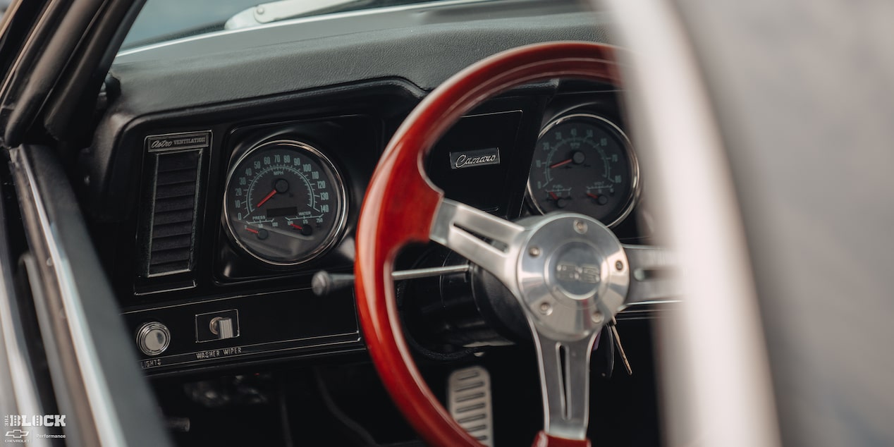 Close-up of the Dashboard of Becky and Derek Luck's Vintage 1969 Chevrolet Camaro SS