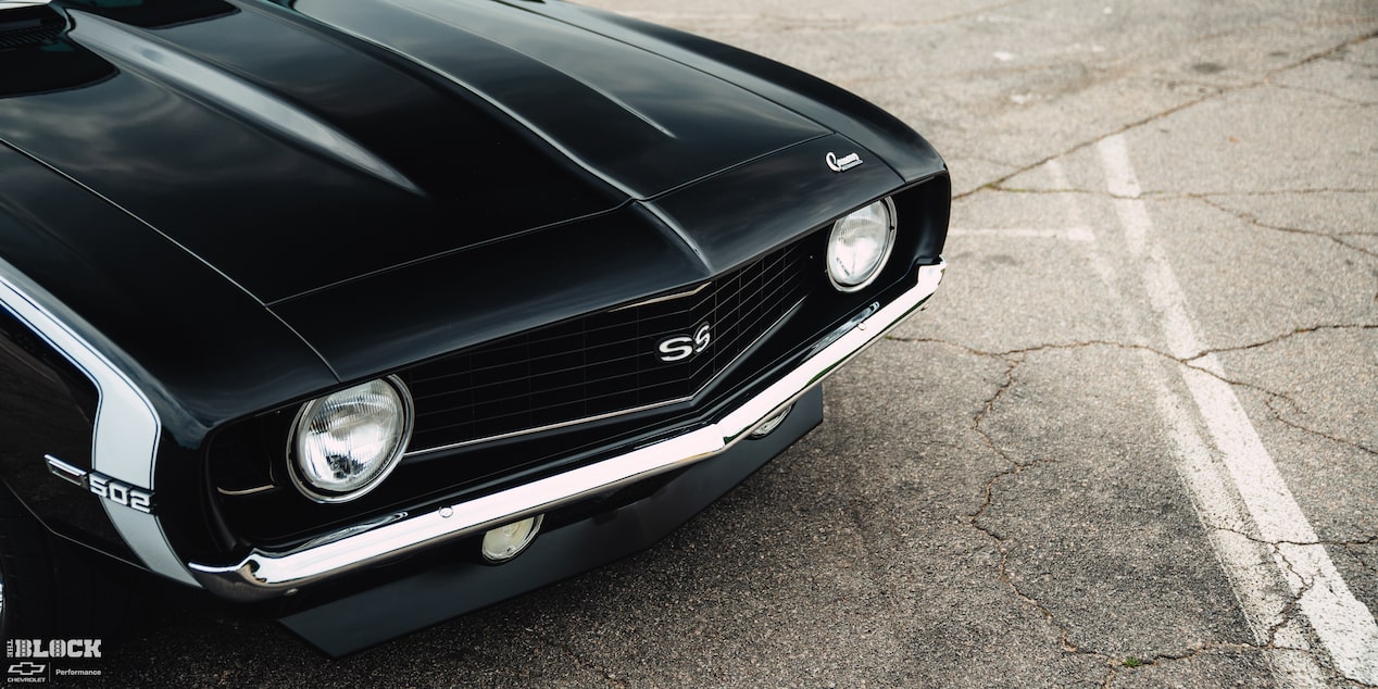 Close-up of the Front of Becky and Derek Luck's 1969 Chevy Camaro SS