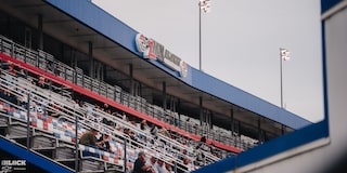 View of the zMax Dragway Sign Above the Stands at Charlotte Motor Speedway