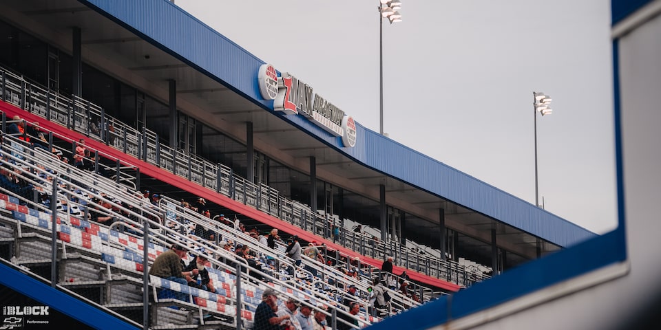 View of the zMax Dragway Sign Above the Stands at Charlotte Motor Speedway