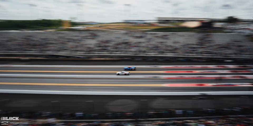 Faraway View of Two Funny Cars Racing at the 2024 NHRA 4-Wide Nationals