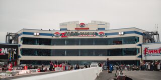 View of the zMax Dragway Media Center at Charlotte Motor Speedway