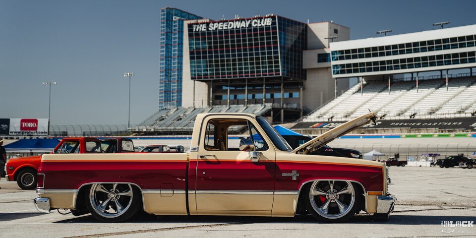 Side View of a Parked Classic Chevy Silverado Truck at the 2024 Texas C10 Nationals