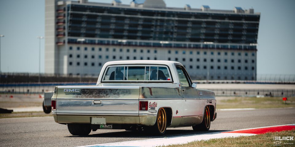 Rear View of Classic Chevrolet on the Track at Texas Motor Speedway