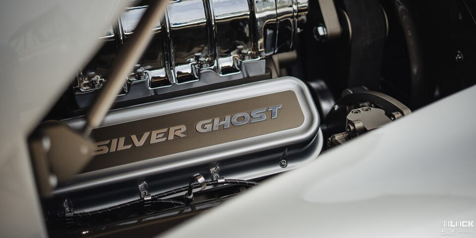 Close-up of an Engine Block With "Silver Ghost" Written on It