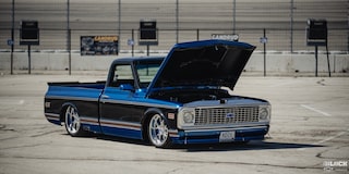 Side View of Ronnie and Tina Allen’s "Bruzer" LS-Powered 1972 Chevrolet C10 With an Open Hood