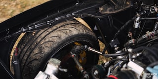 View of the Tire from Under the Hood of a 1978 Pontiac Firebird Trans Am